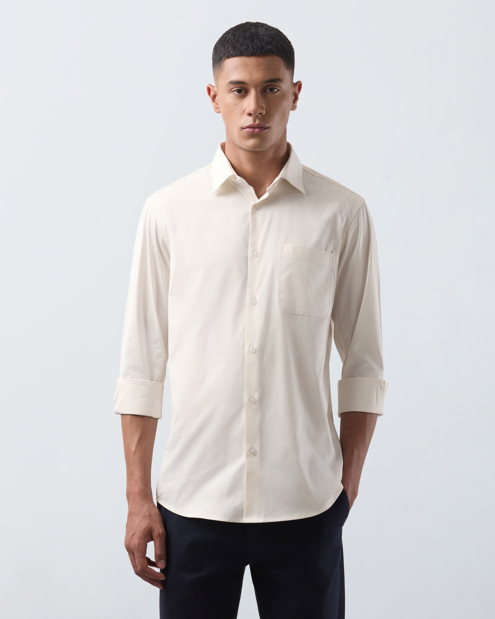 KANSO Cream Dress Shirt, front