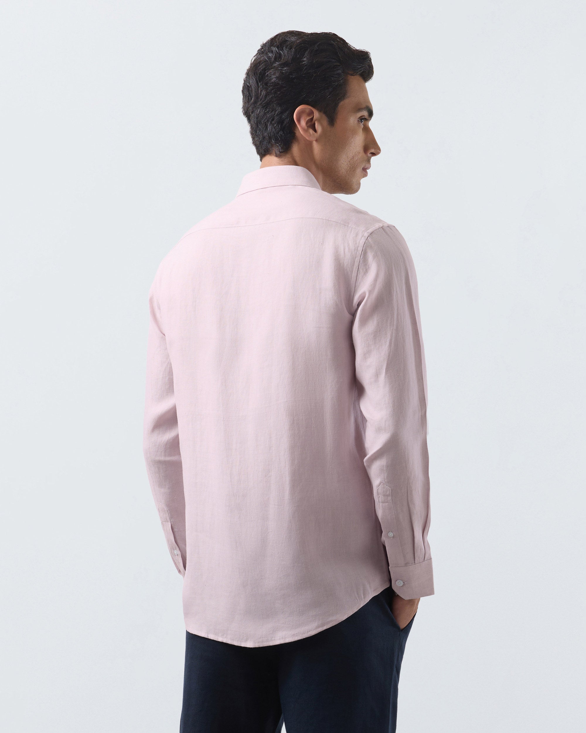 KANSO Dusty Pink Linen Shirt, long sleeve, back #Sleeve_Long