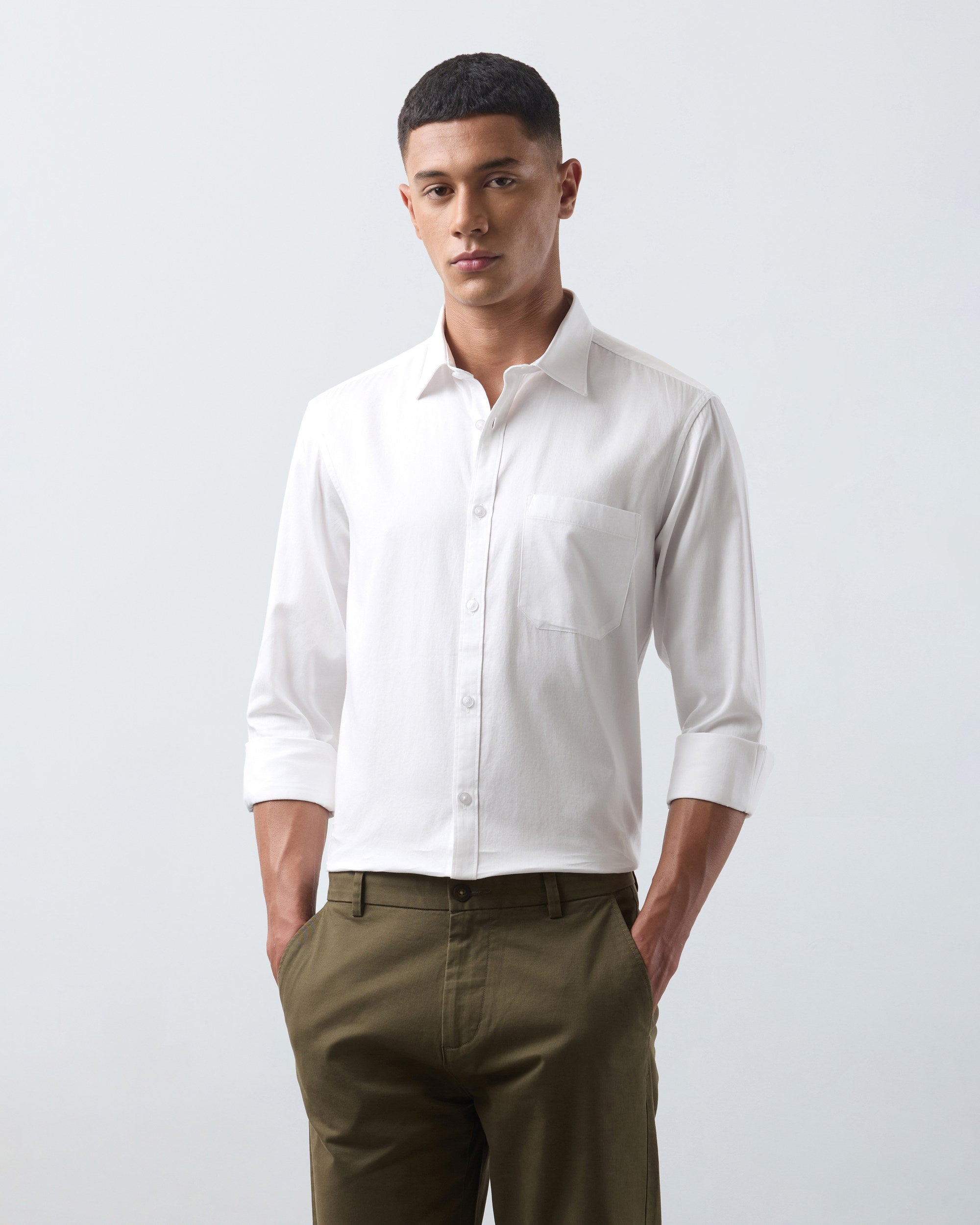 KANSO White Dress Shirt, three quarter view