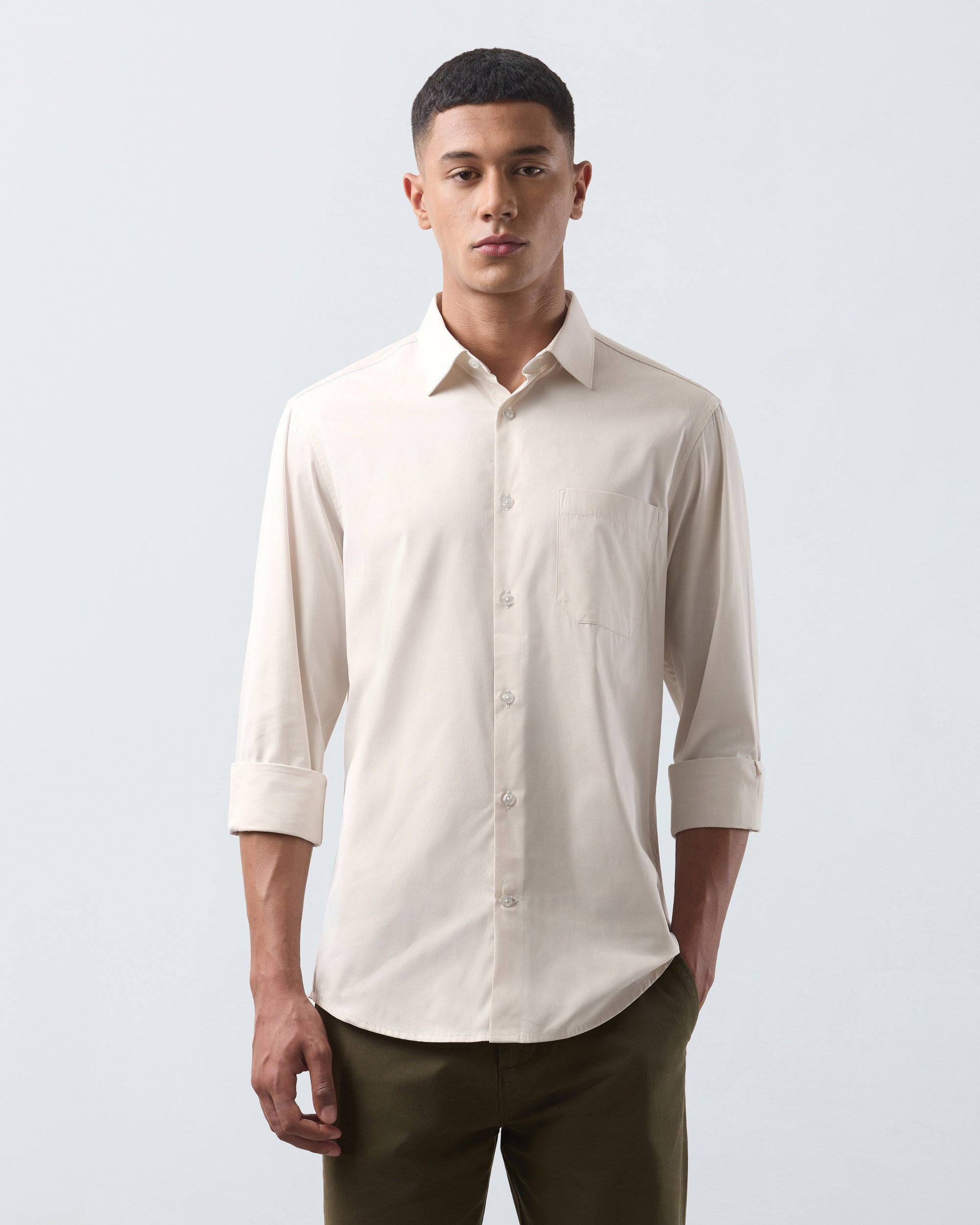 KANSO Beige Dress Shirt, front