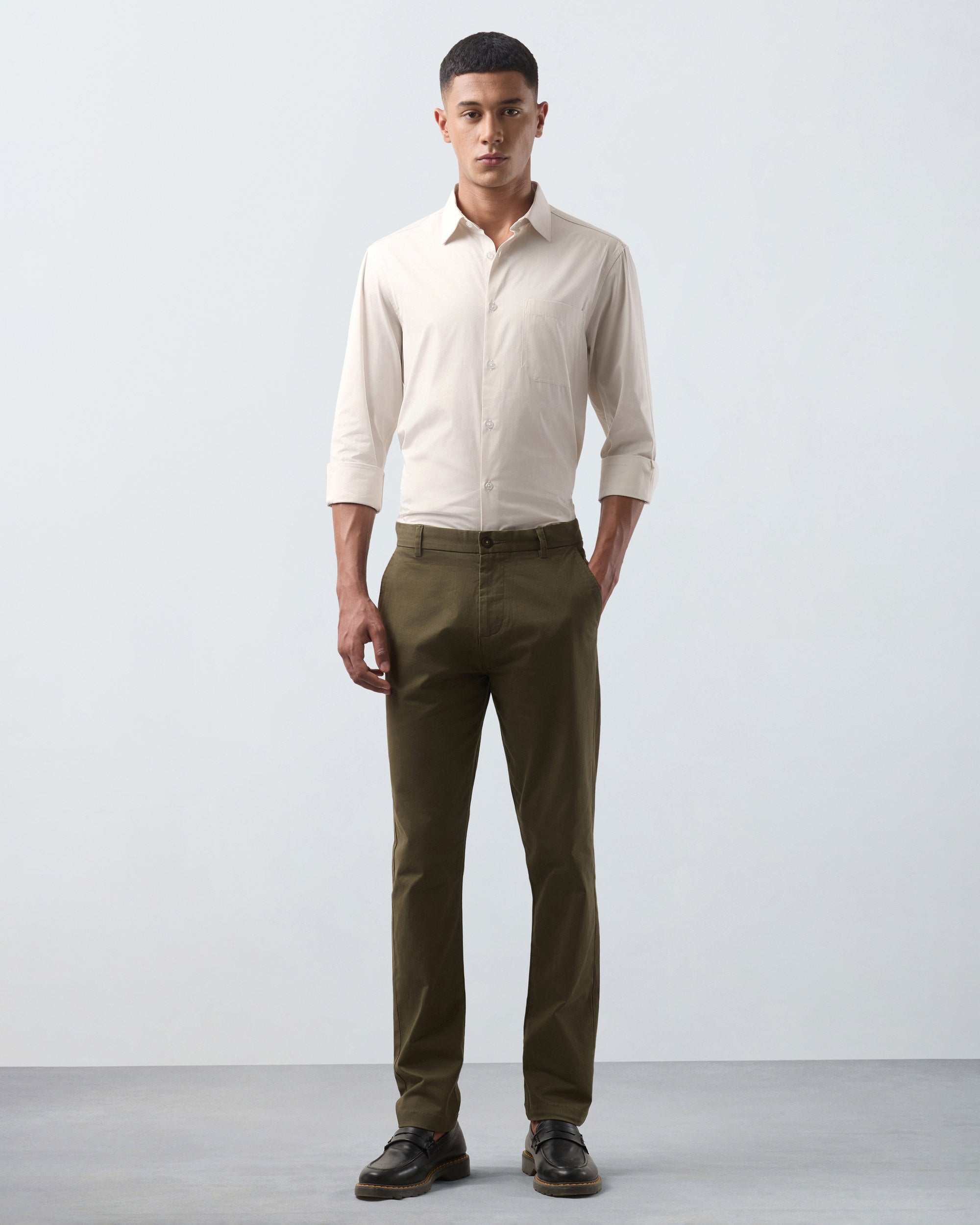 KANSO Beige Dress Shirt, full length