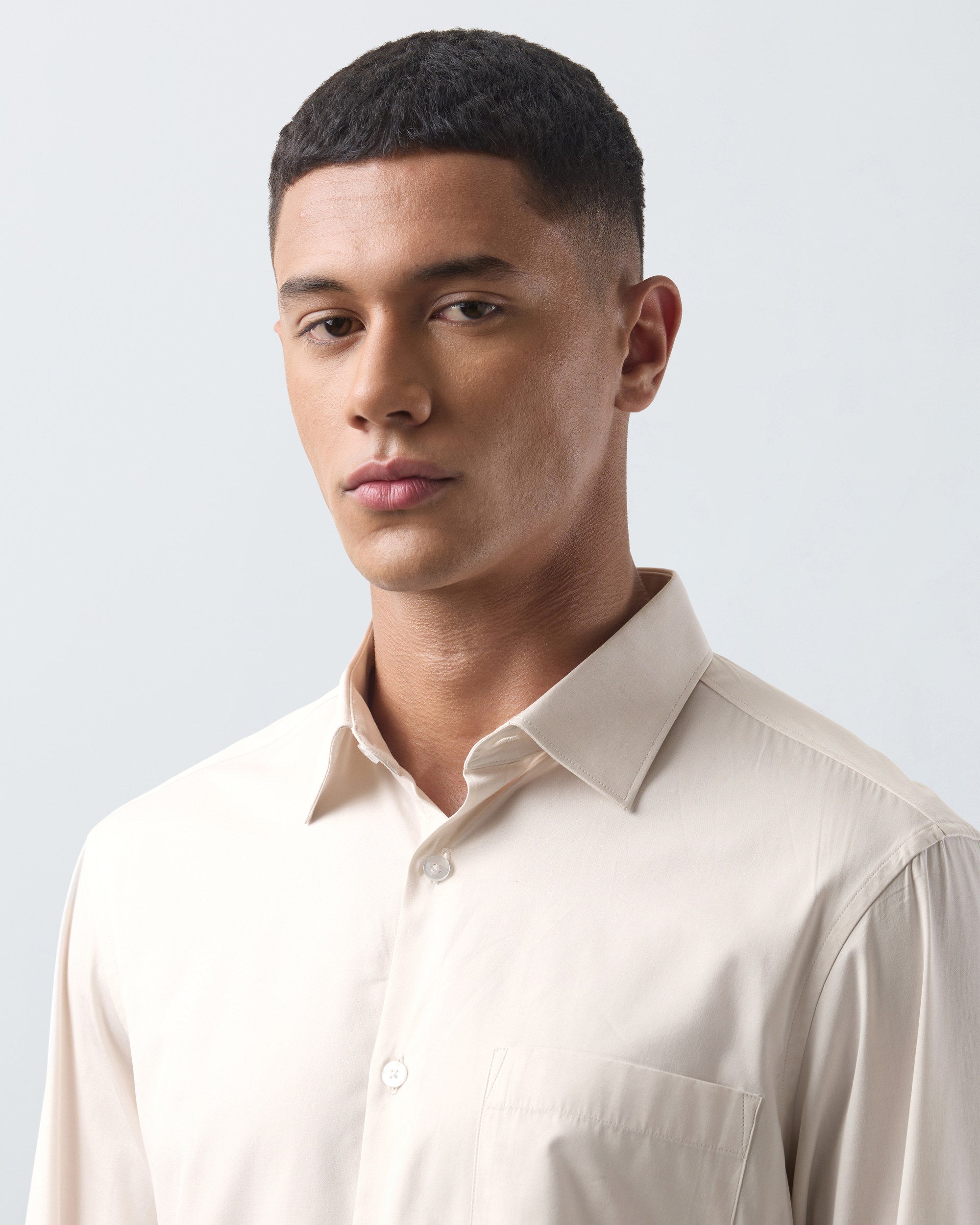 KANSO Beige Dress Shirt, collar detail