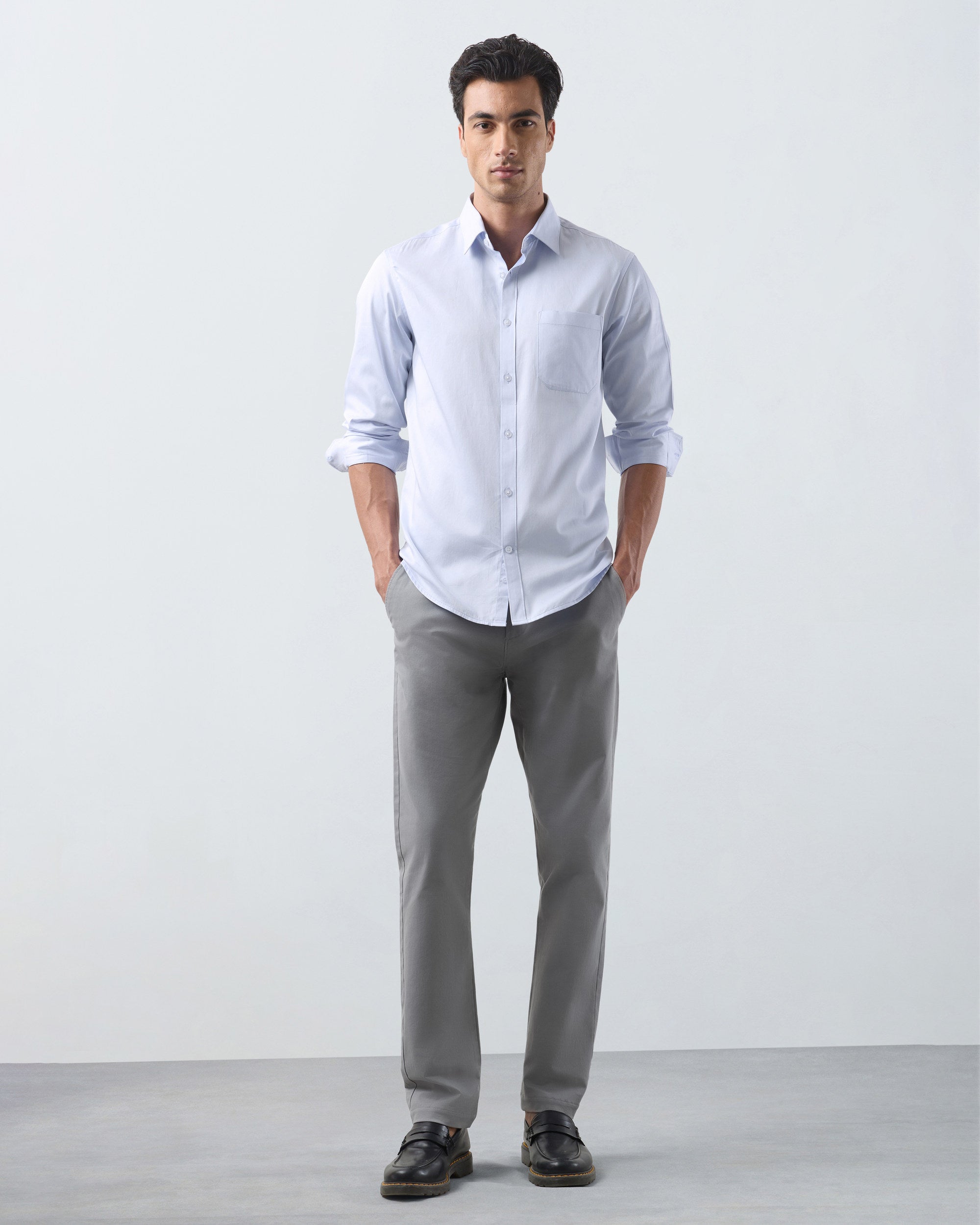 KANSO Blue Dress Shirt, full length