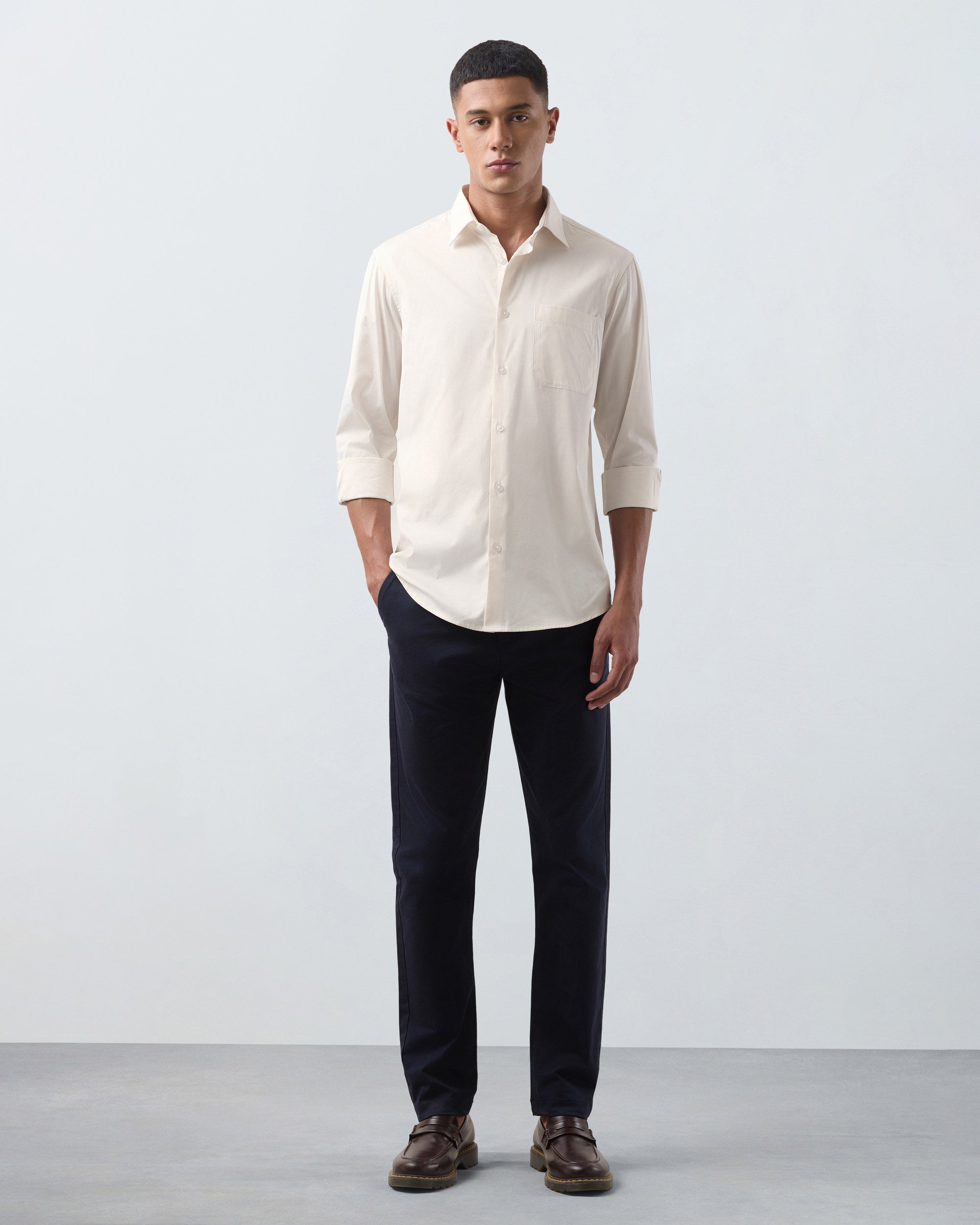 KANSO Cream Dress Shirt, full length