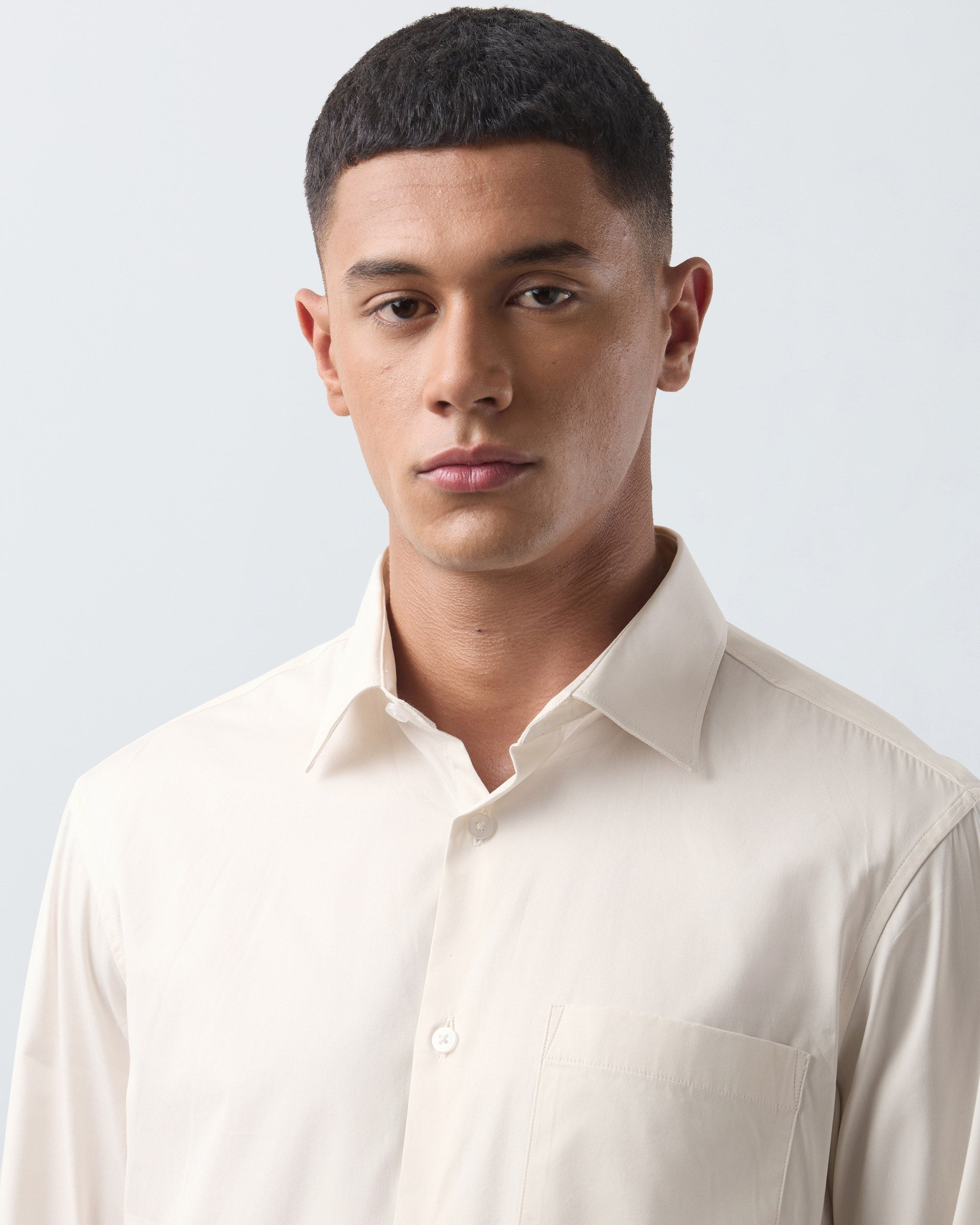 KANSO Cream Dress Shirt, collar detail