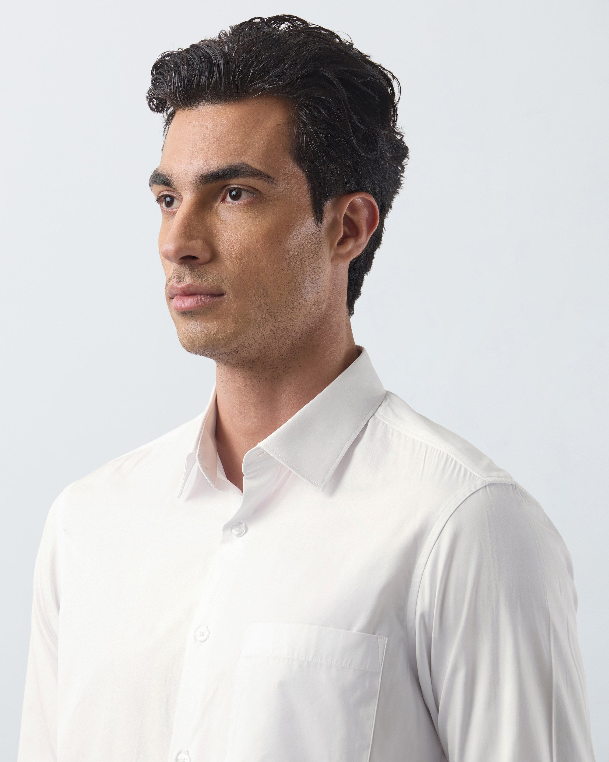 KANSO Ecru Dress Shirt, collar detail