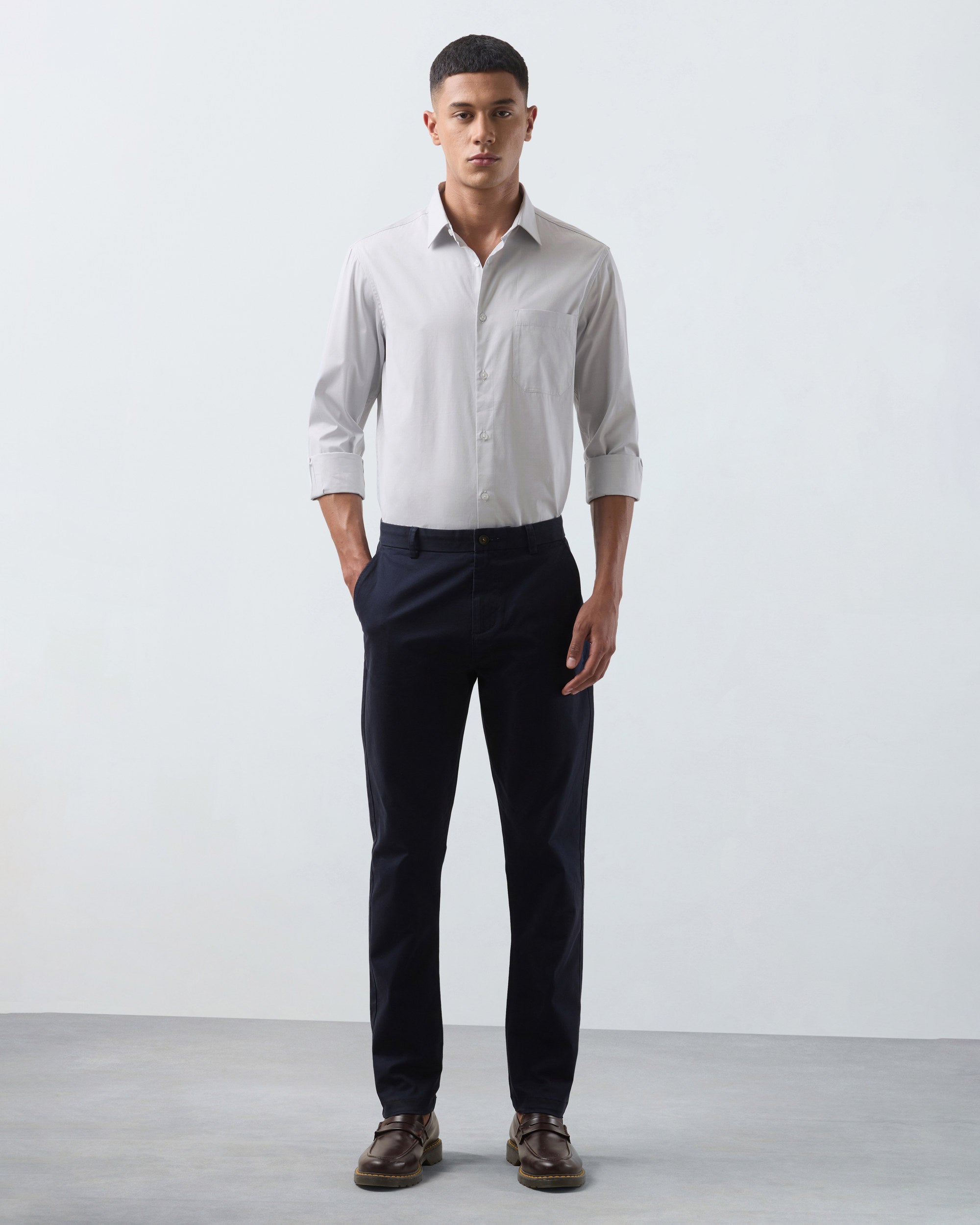 KANSO Grey Dress Shirt, full length