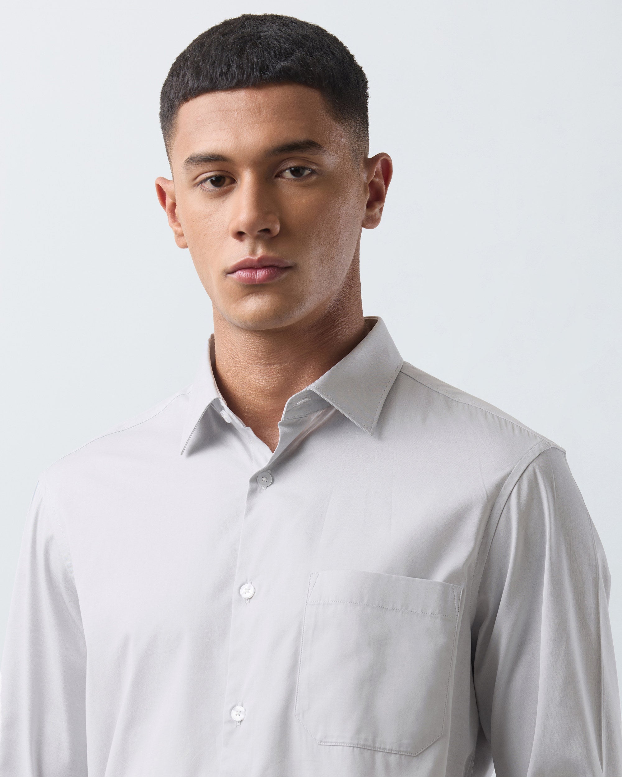 KANSO Grey Dress Shirt, collar detail