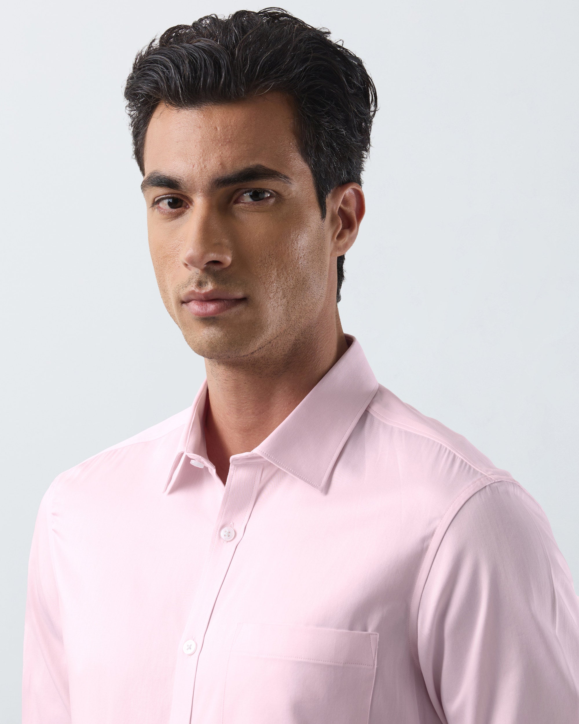 KANSO Pink Dress Shirt, collar detail