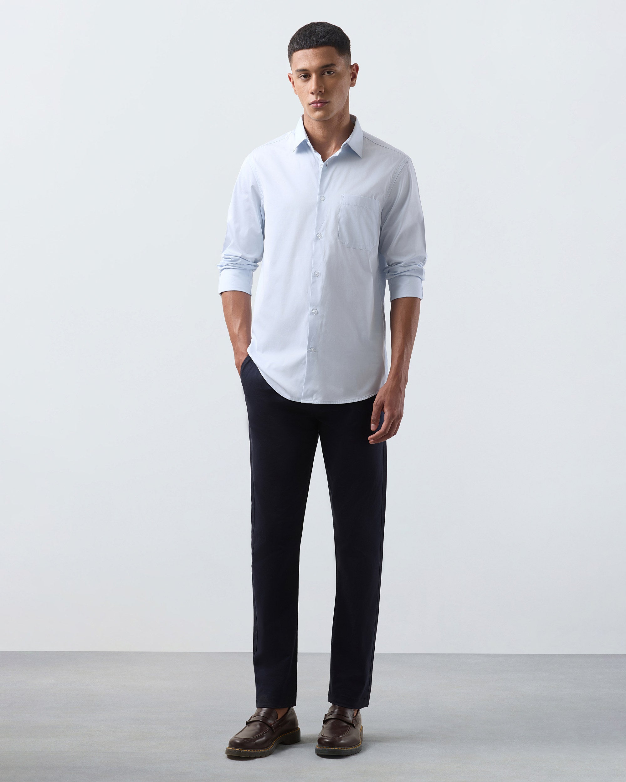 KANSO Sky Blue Dress Shirt, full length
