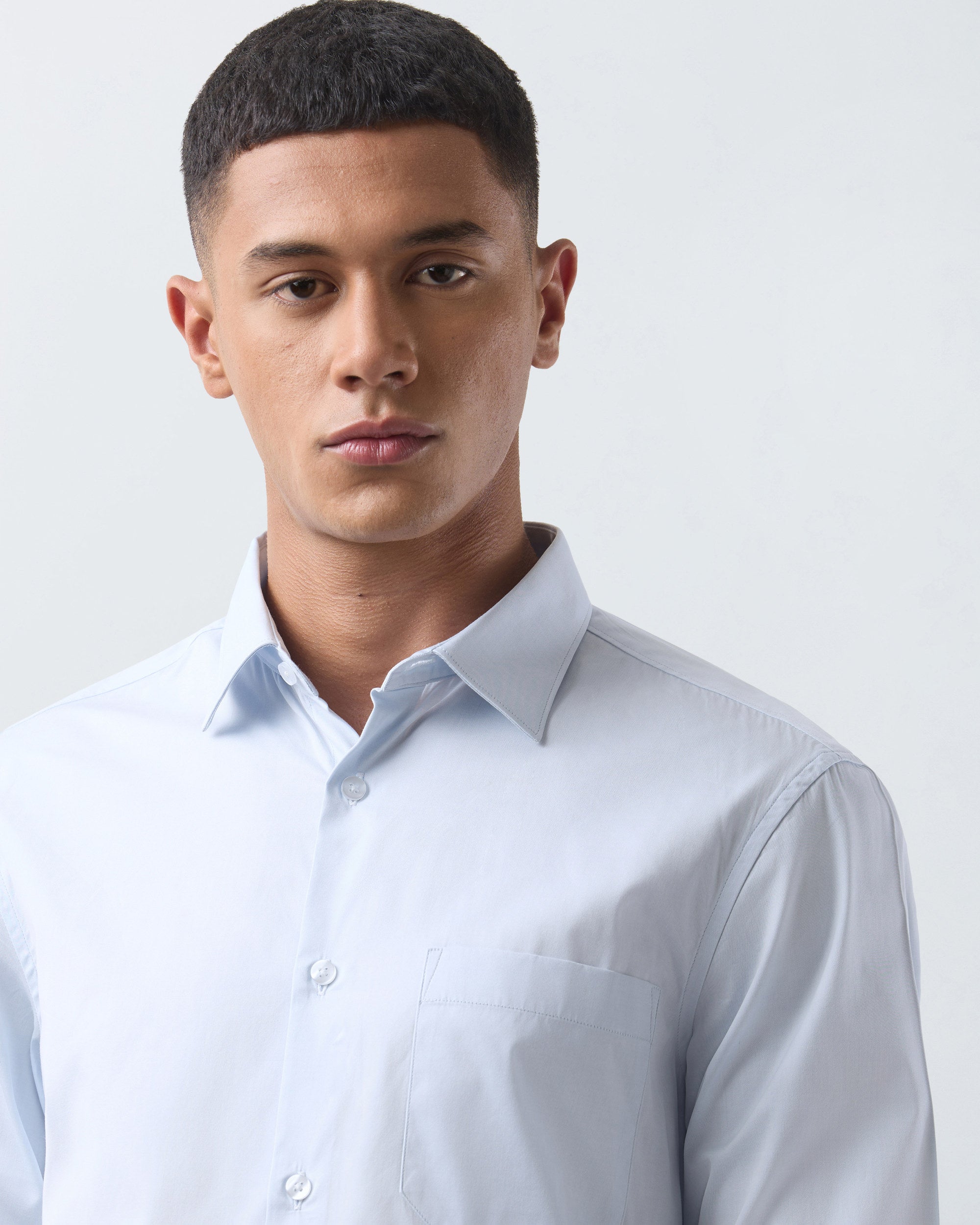 KANSO Sky Blue Dress Shirt, collar detail