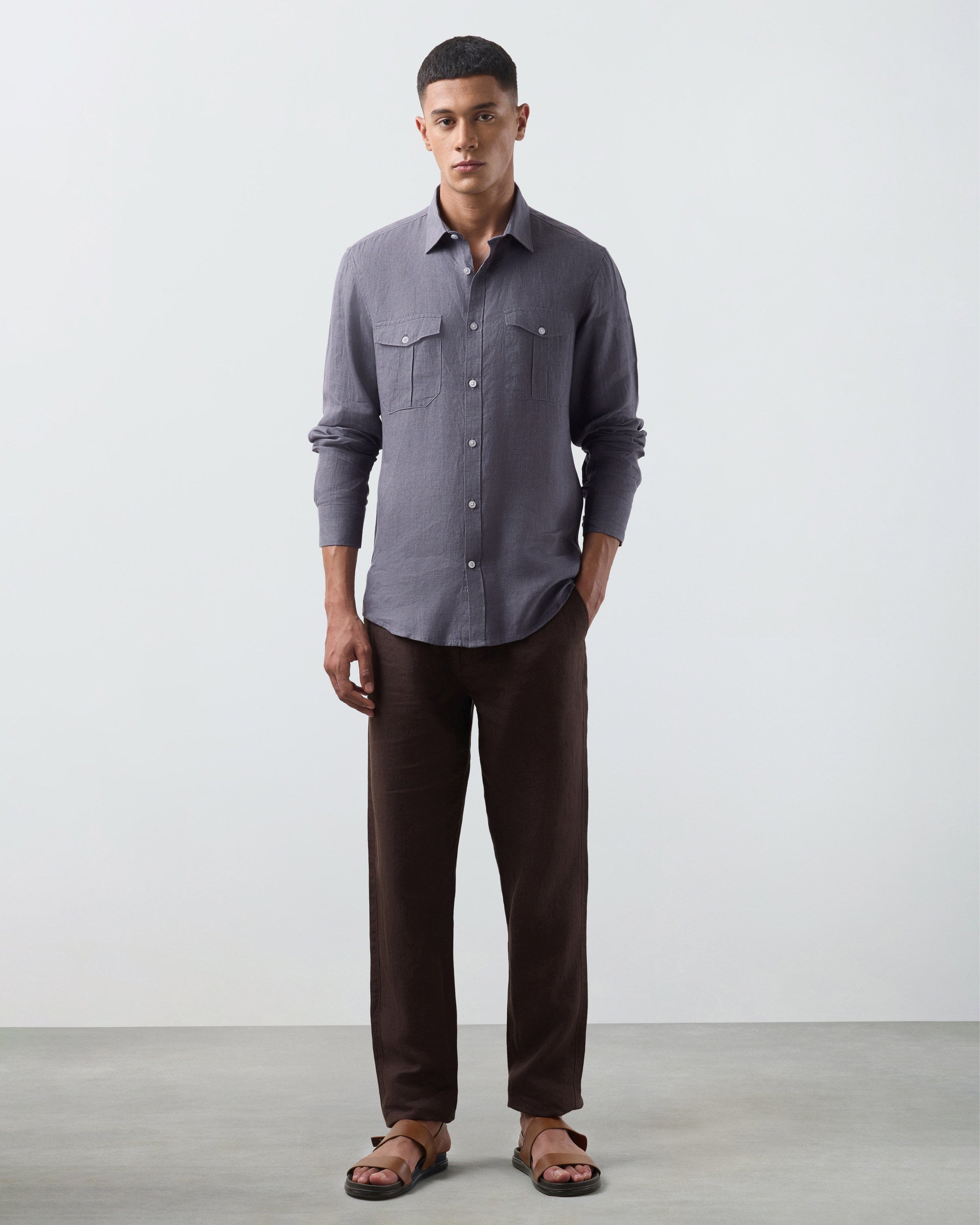 KANSO Slate Linen Shirt, long sleeve, full length #Sleeve_Long