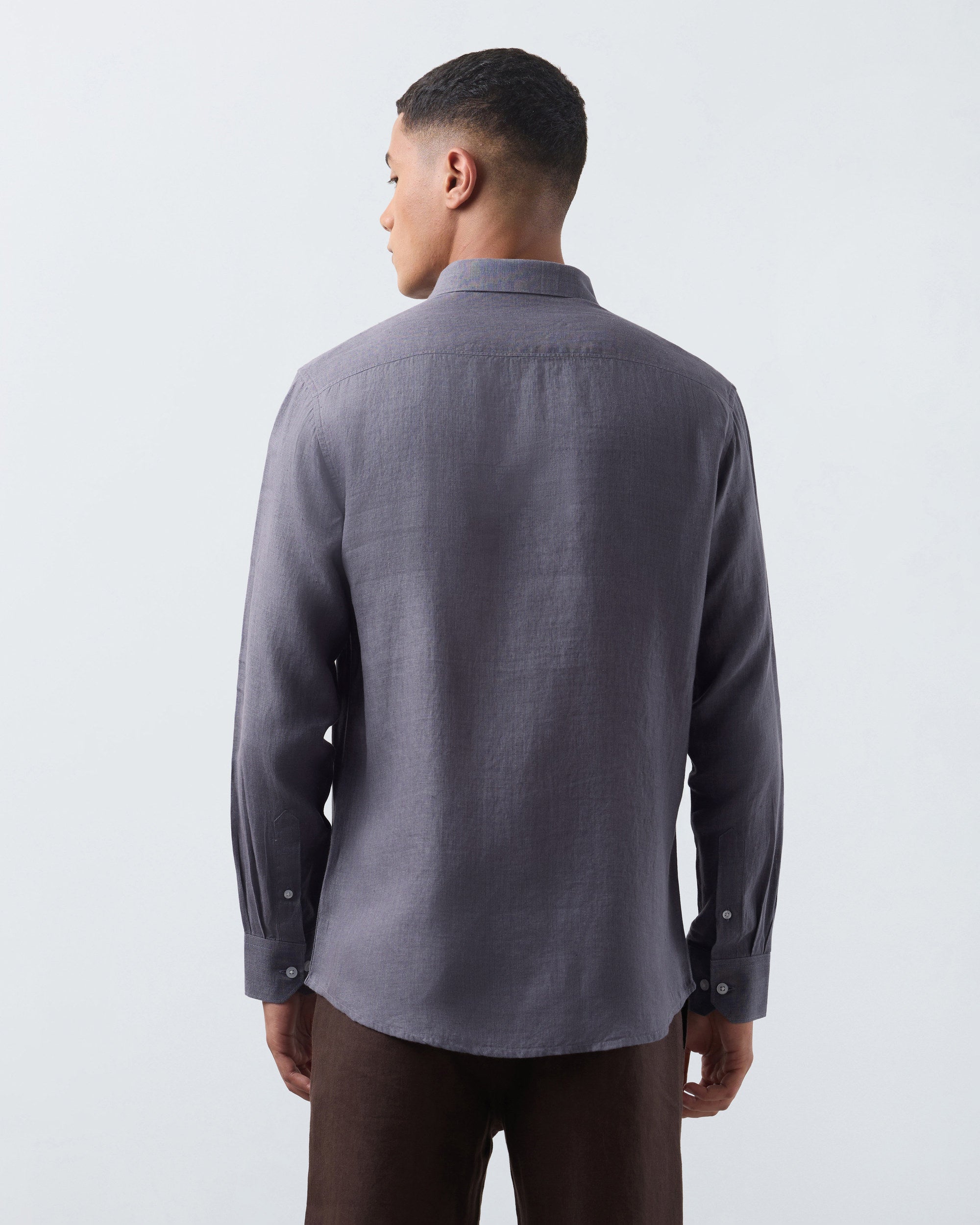 KANSO Slate Linen Shirt, long sleeve, back #Sleeve_Long