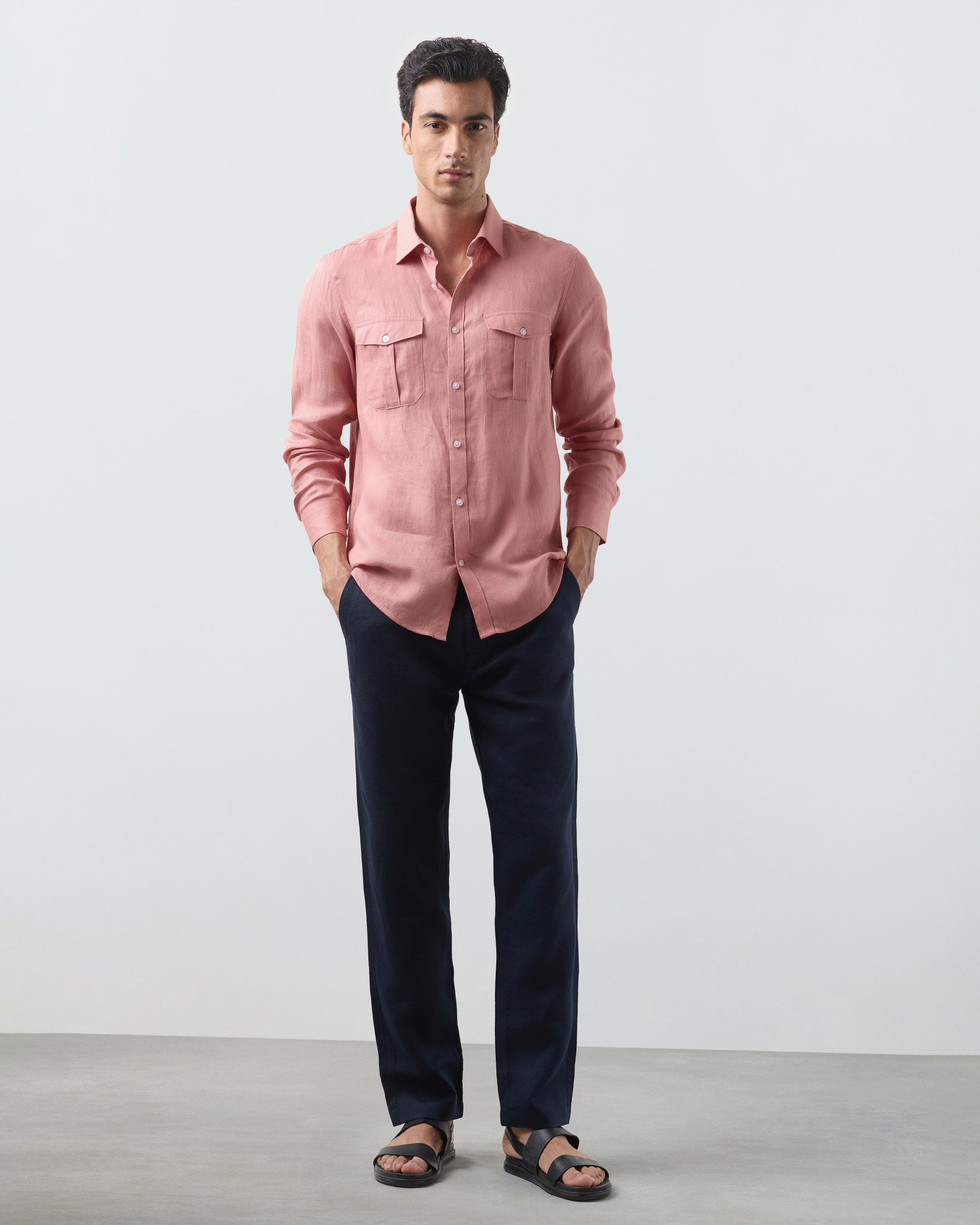 KANSO Terracotta Linen Shirt, long sleeve, full length #Sleeve_Long